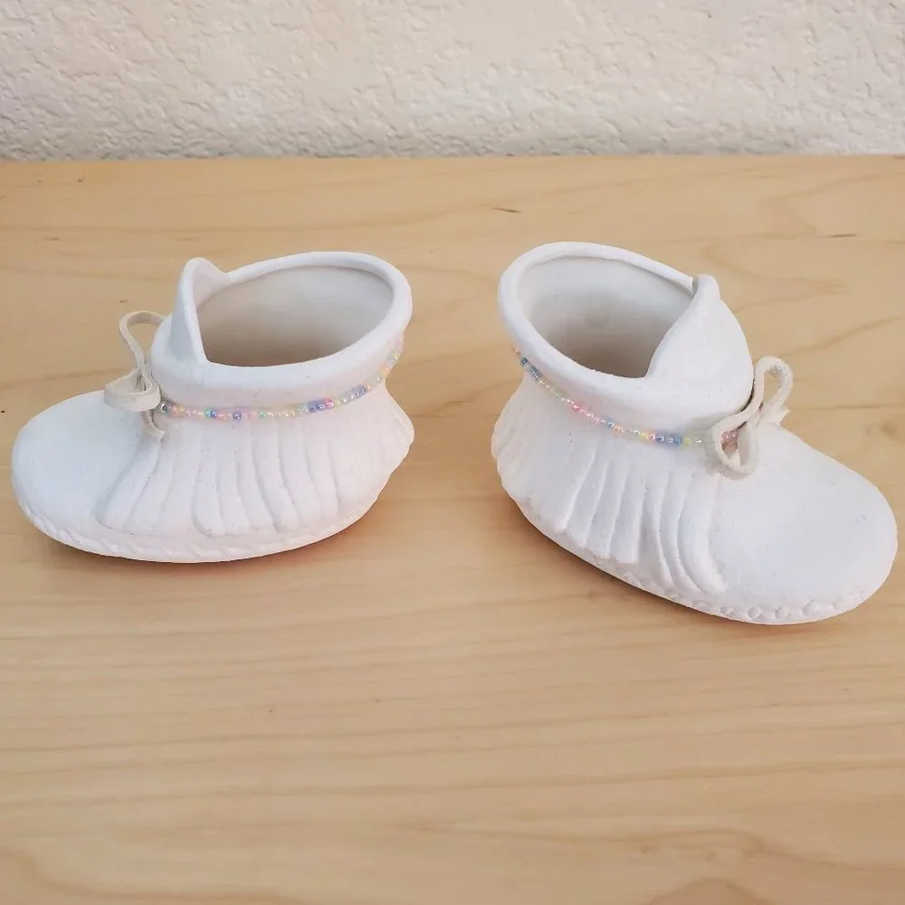Vintage Resin Baby Shoes Figurine Decorative Shoes Lot of 2